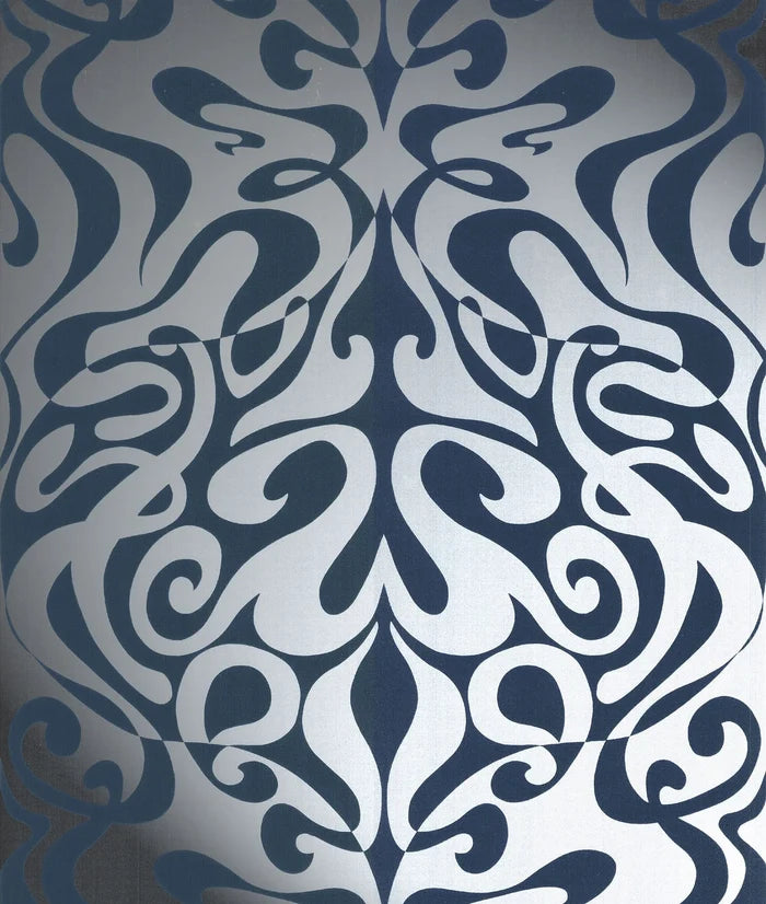 Woodstock Wallpaper - Silver Foil/Black