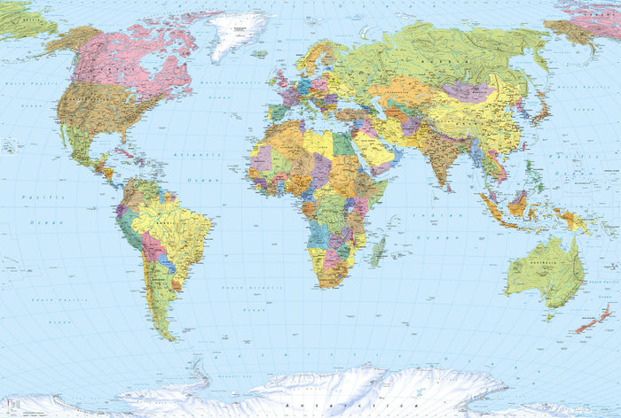 World Map Mural Wallpaper - Custom Sized Mural (per m2)