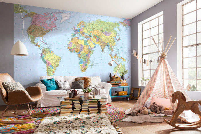 World Map Mural Wallpaper - Custom Sized Mural (per m2)
