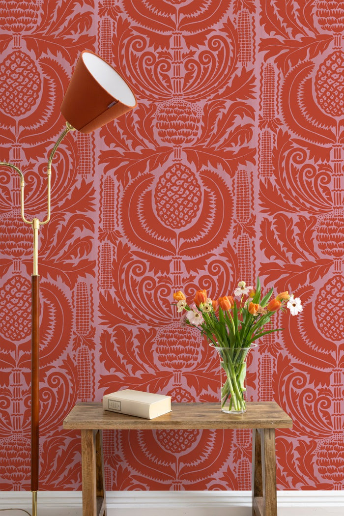 Zappa - Custom Sized Wallpaper Mural (per m2) - Orange Pink