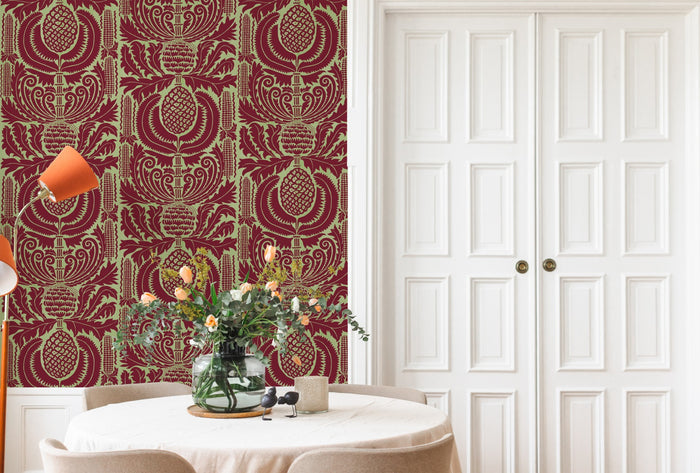 Zappa - Custom Sized Wallpaper Mural (per m2) - Wine Pistachios